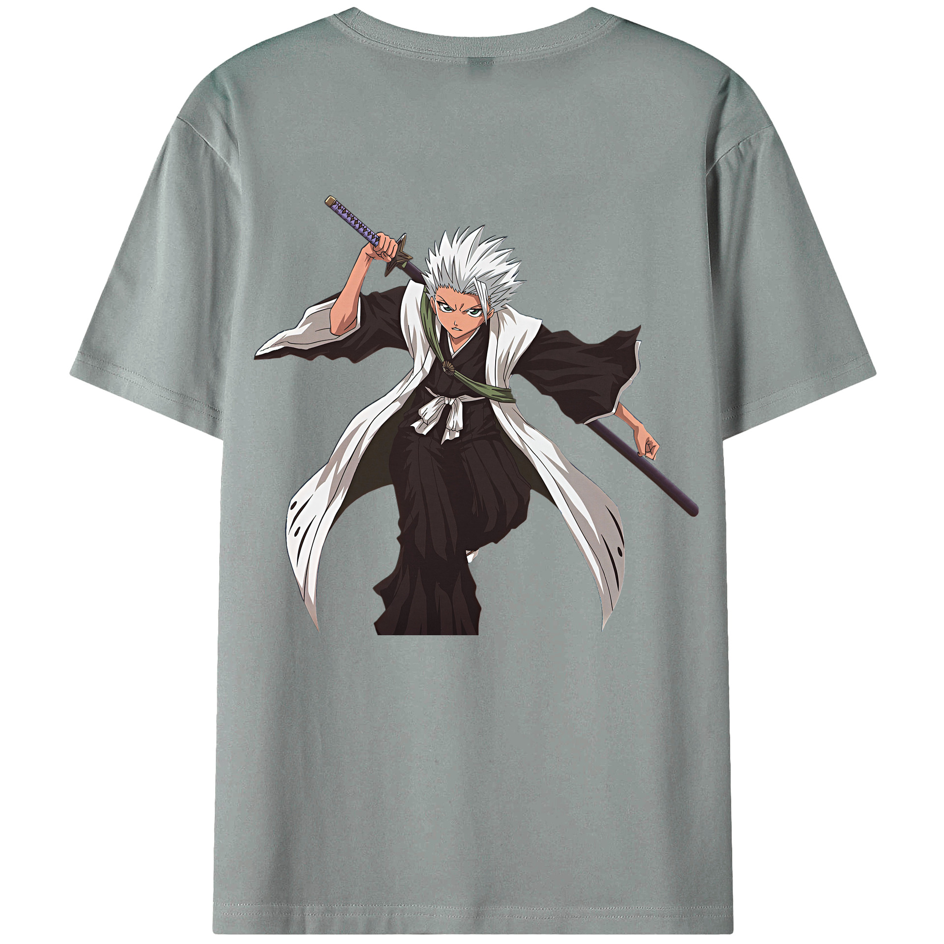 （画像用） ブリーチ 日番谷冬獅郎（ひつがや とうしろう） BLEACH Hitsugaya Toushirou 綿100％ メンズ半袖Tシャツ（バックプリント） 通気性